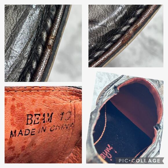 Robert Wayne Beam Mens Square Toe Dress Shoes 10 Distressed Leather Brown Loafer - Picture 10 of 12